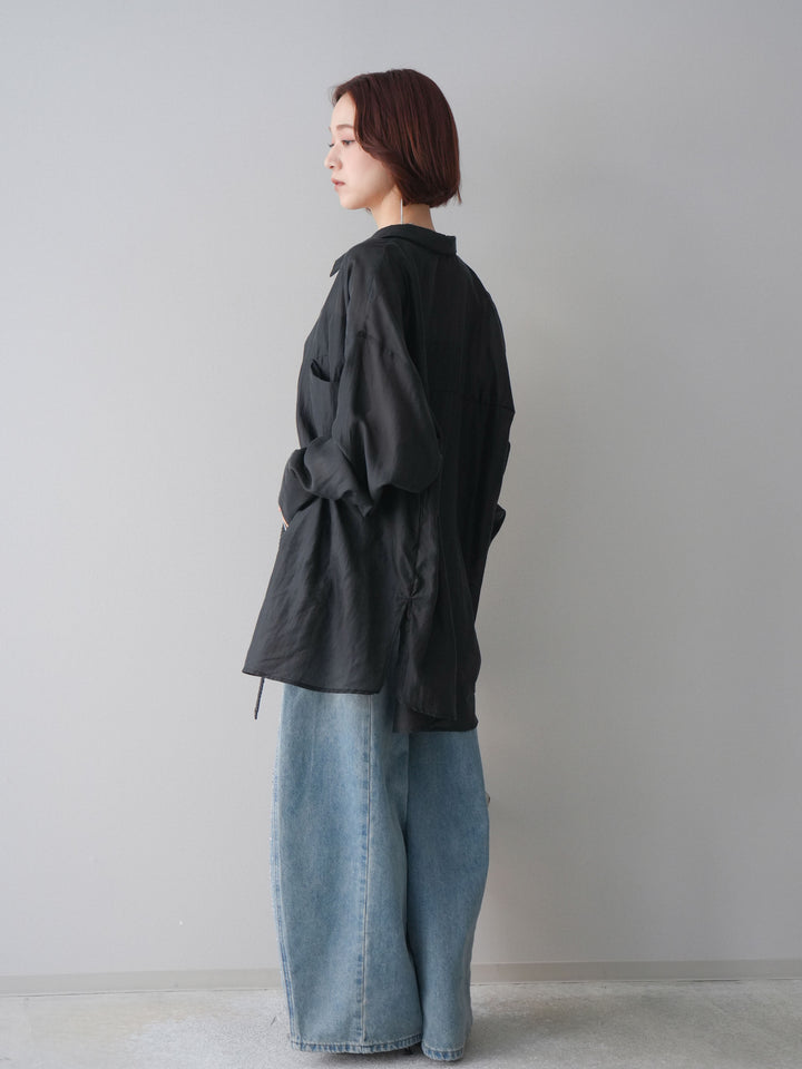 [予約]フロントビジューカーブデニムパンツ/lightblue