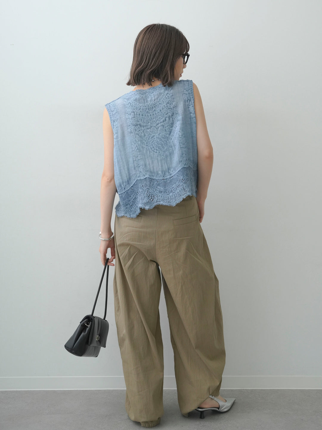 [予約]タックバックヘムギャザーライトパンツ/beige