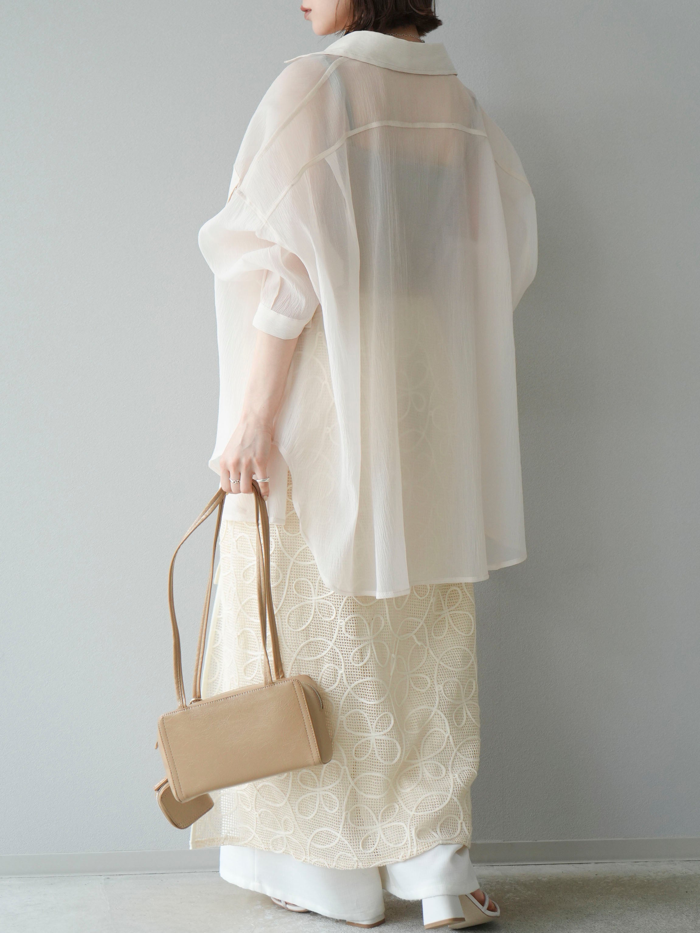 予約]メッシュコード刺繍ラップスカート/アイボリー – Lumier