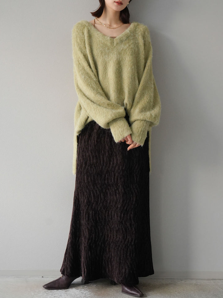 [予約]Vネックオーバーモヘアニットプルオーバー/ピスタチオ