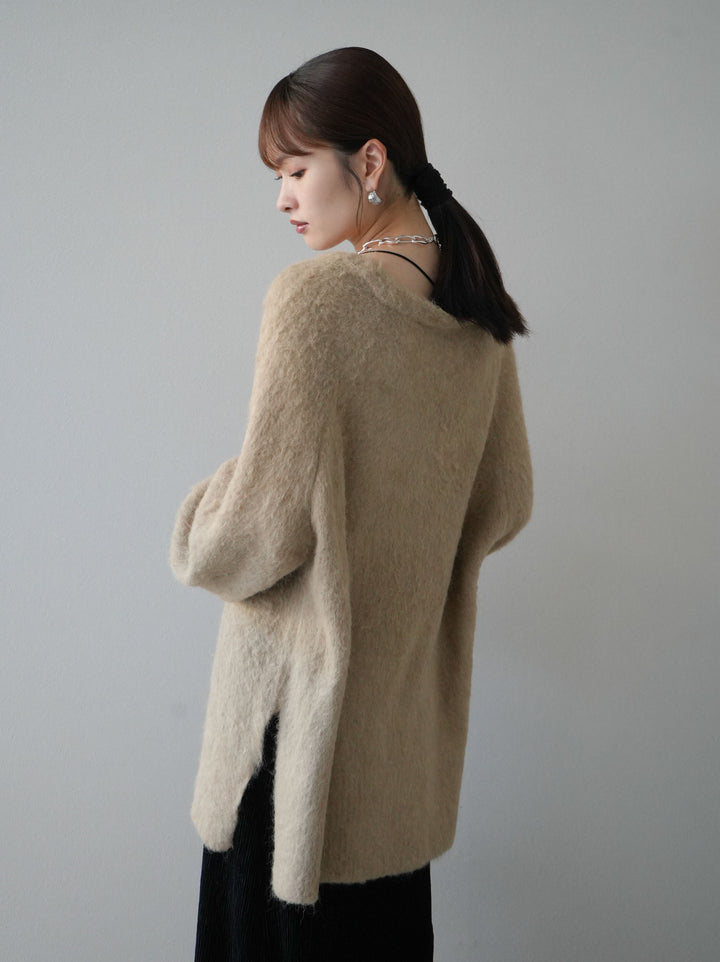 [予約]Vネックオーバーモヘアニットプルオーバー/ベージュ