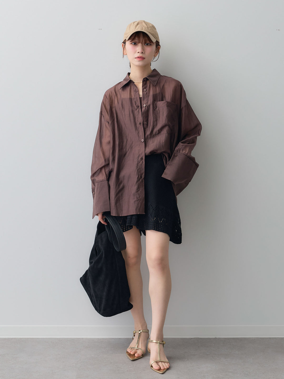 [予約]鍵編みニットショートパンツ//black