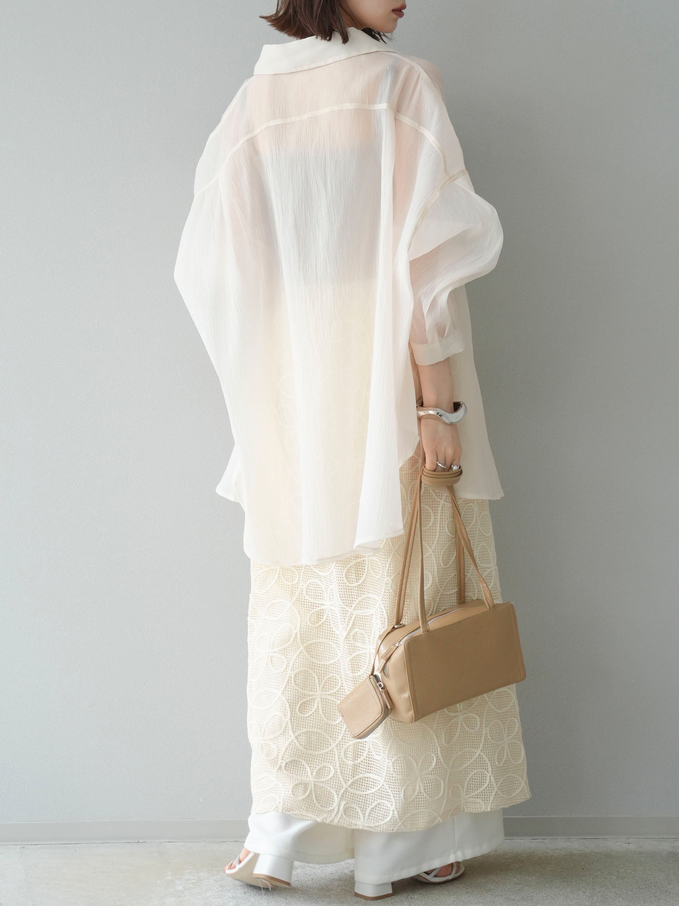 予約]メッシュコード刺繍ラップスカート/アイボリー – Lumier