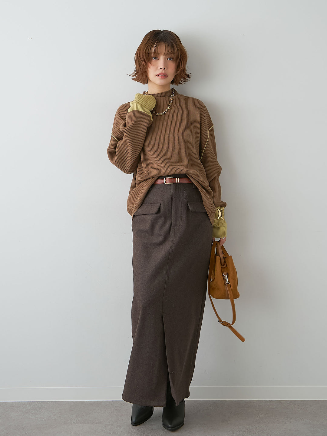 [SET]メルトンフラップ付ストレートスカート+メルトンフラップ付ストレートスカート(2set)