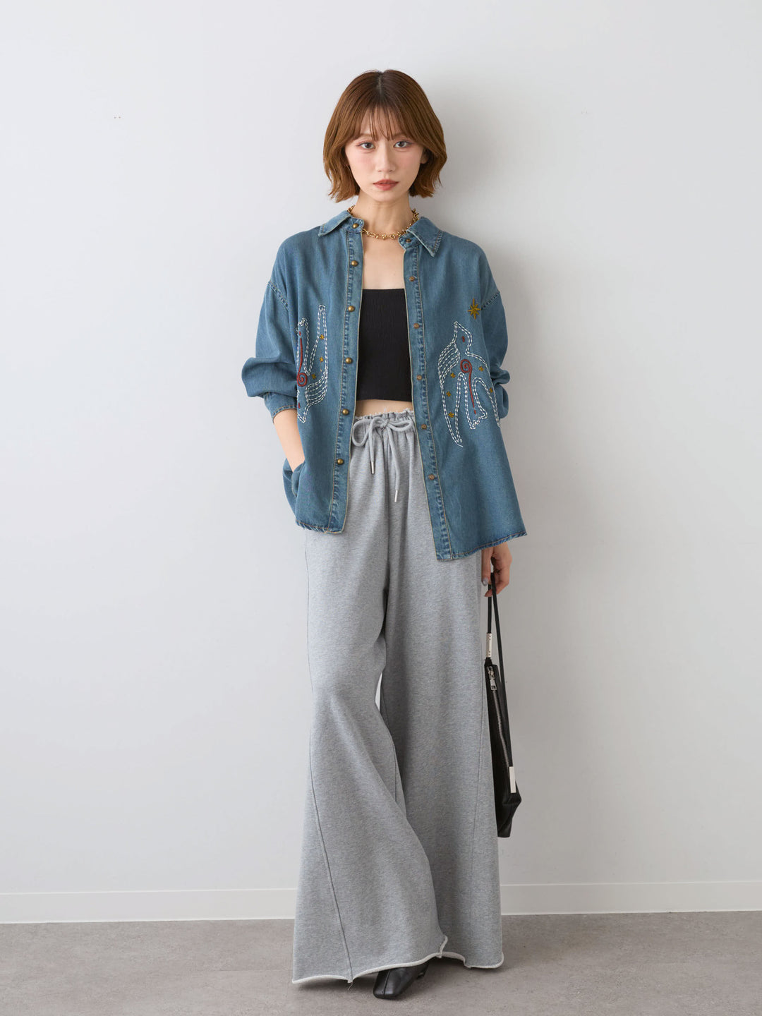 [予約]カットオフスウェットワイドパンツ/gray