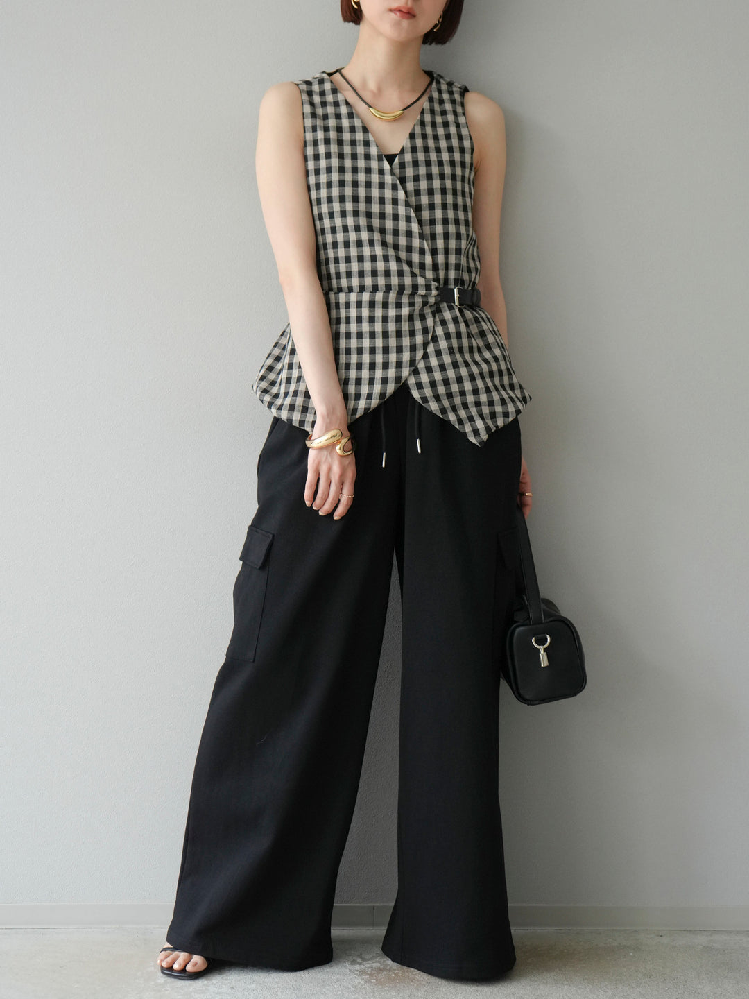 【預購】腰部側袋運動褲/黑色