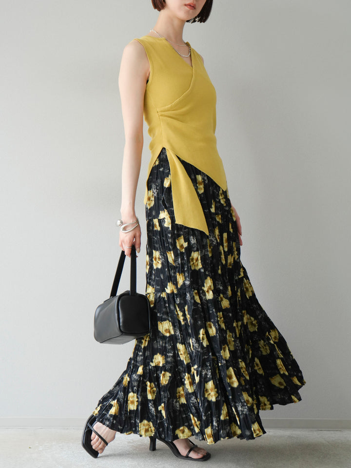 [SET]フラワーワッシャーロングスカート+フラワーワッシャーロングスカート(2set)