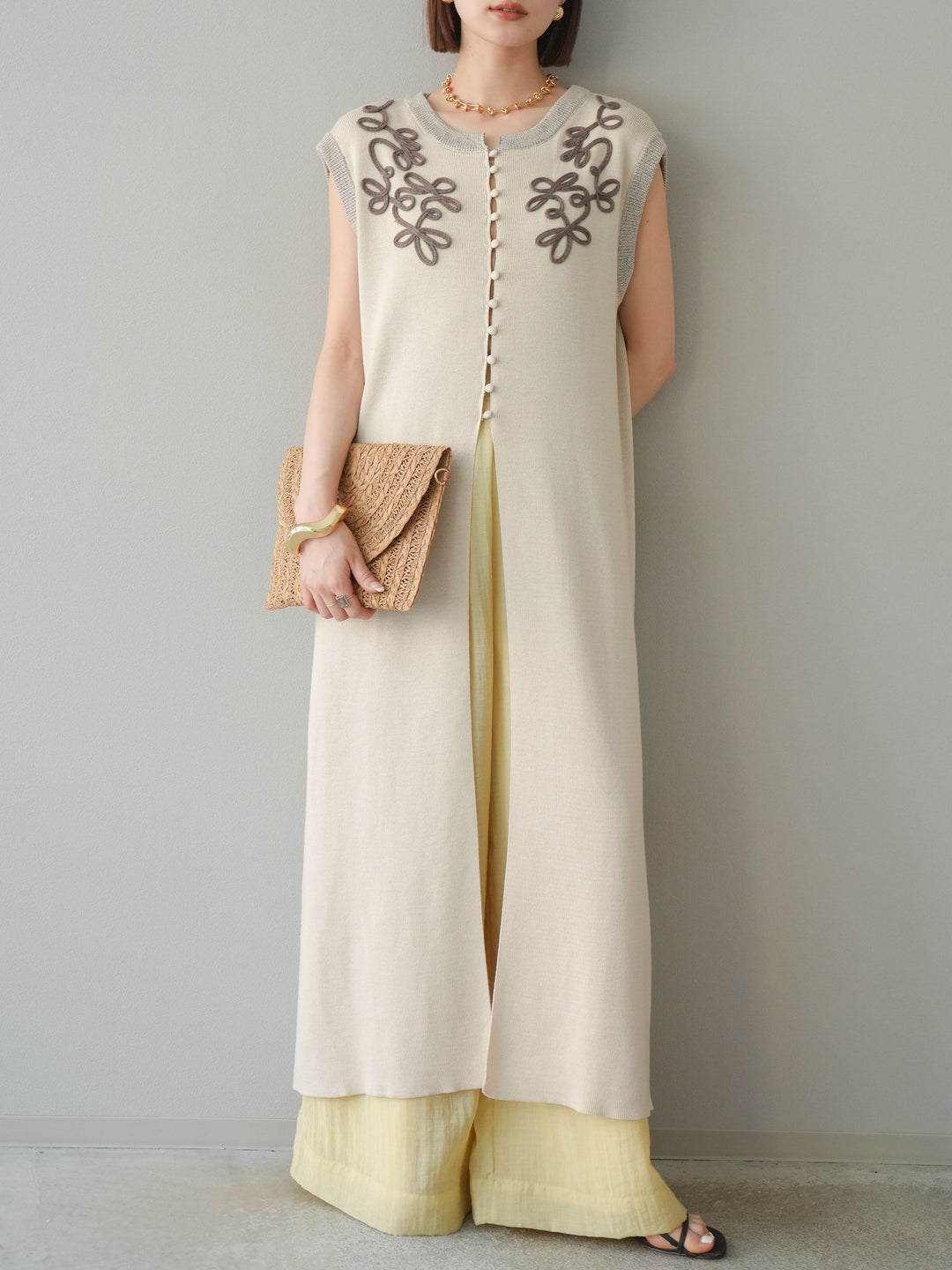 [予約]シアータックワイドパンツ/イエロー