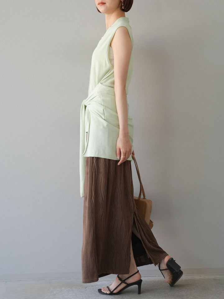 [予約]ウェーブパイピングタイトスカート/ブラウン