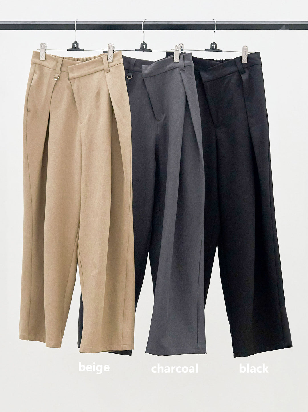 【Allure】[SET]クロップドチャンキースラブニットプルオーバー+アシンメトリーウエストタックパンツ(2set)