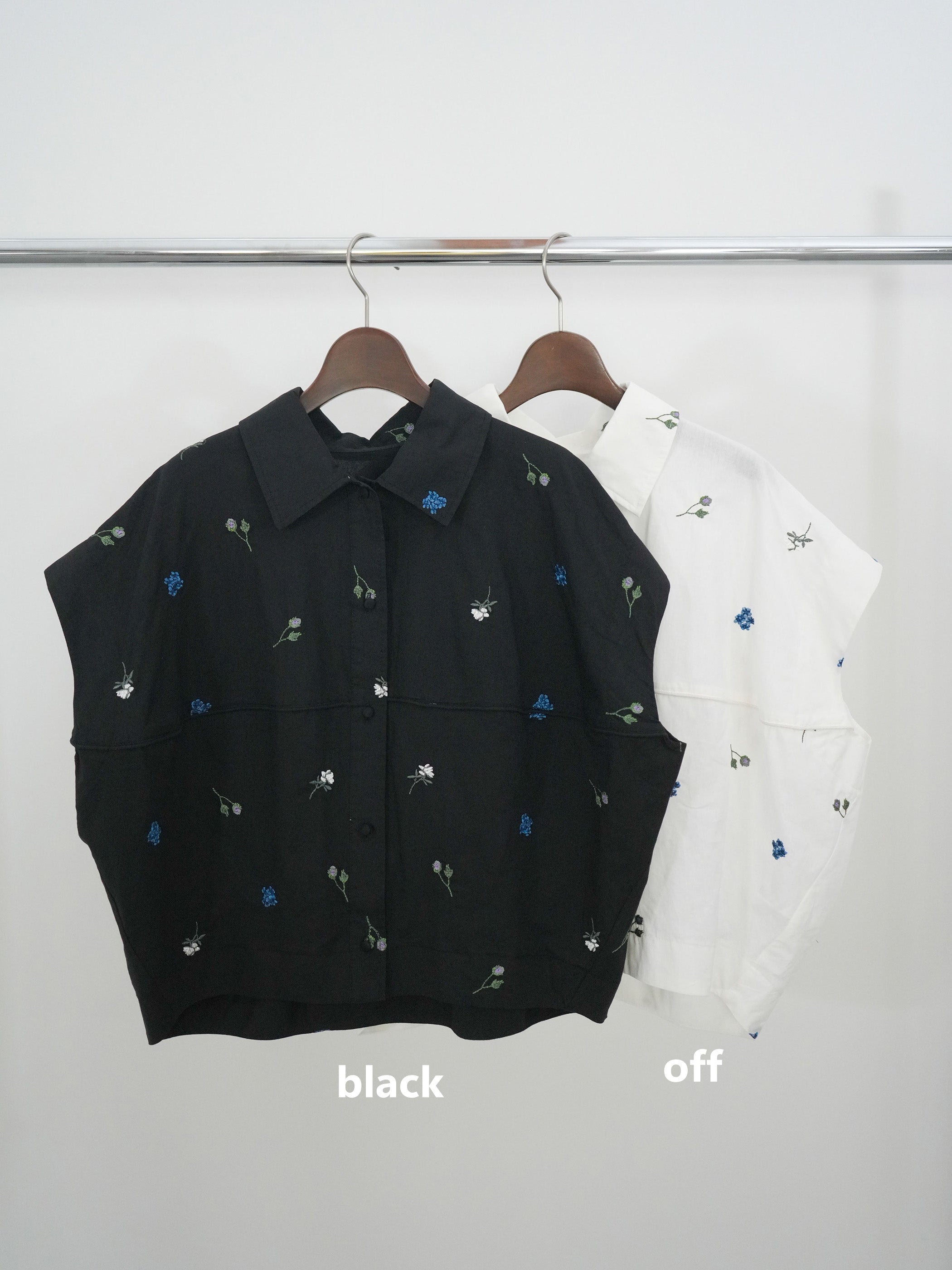 SET]フラワー刺繍ランタンノースリシャツ+ベルト付デザインループ