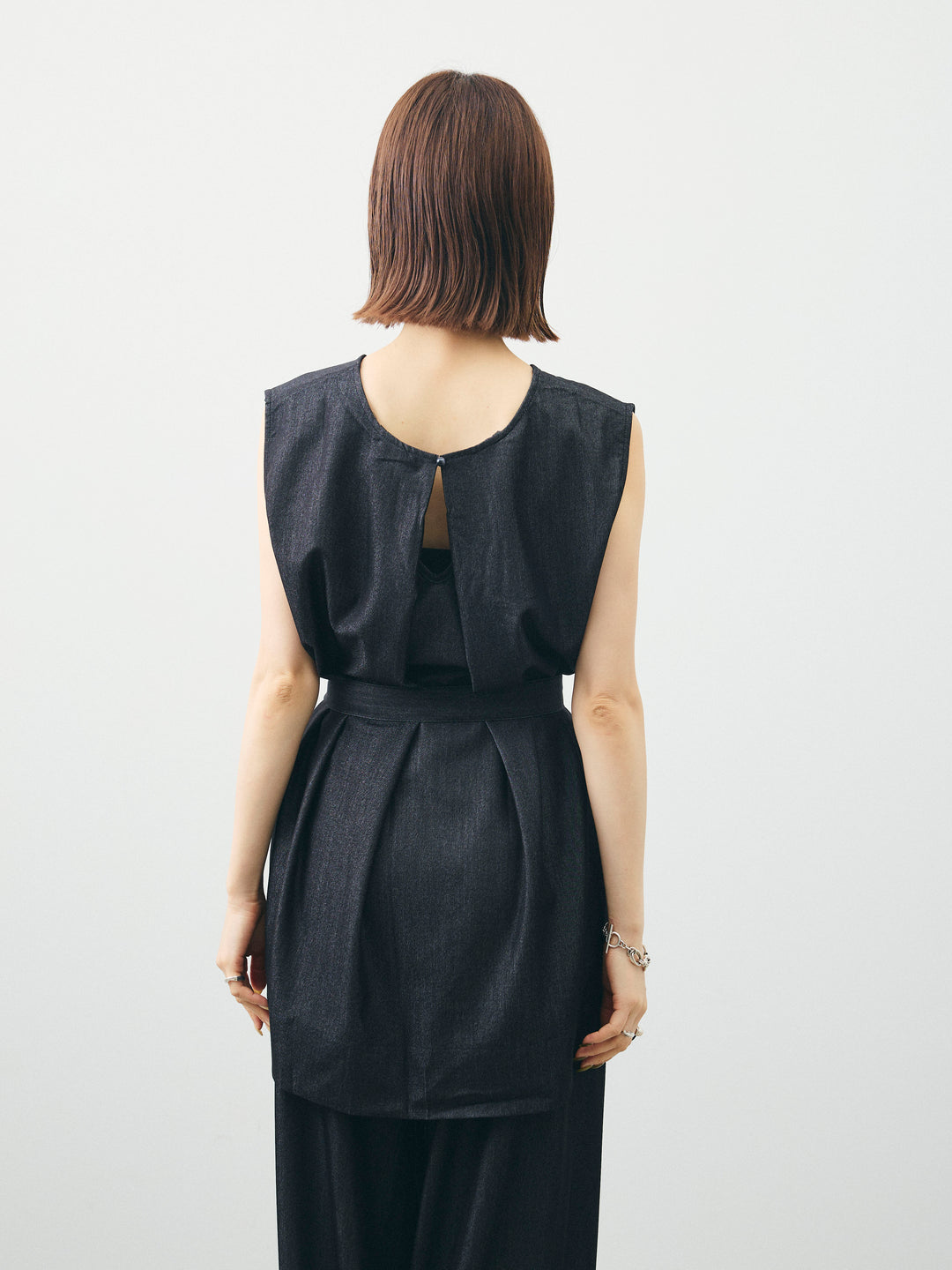 [SET]テンセルデニムノースリーブ＆ワイドパンツSET UP (2set)