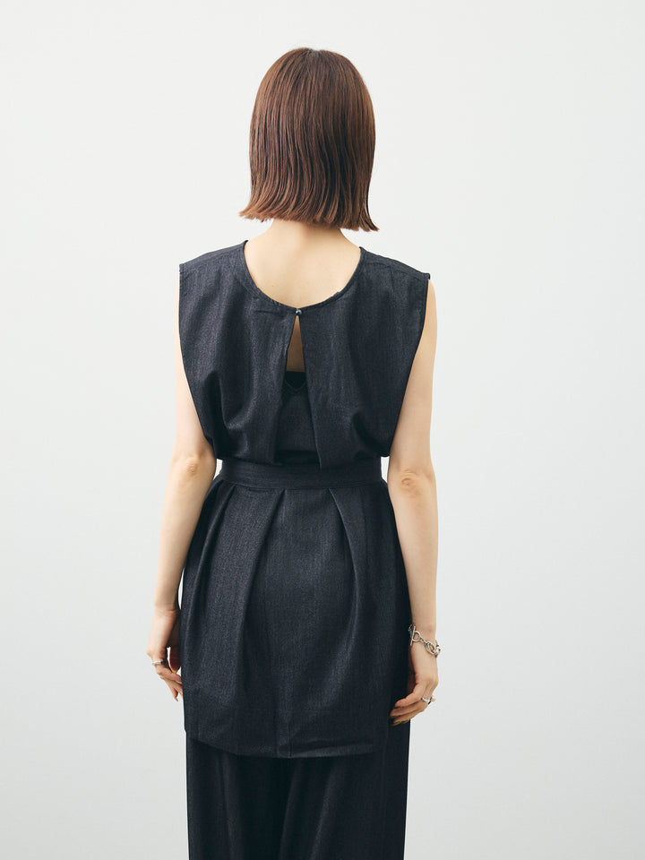 [SET]テンセルデニムノースリーブ＆ワイドパンツSET UP (2set)