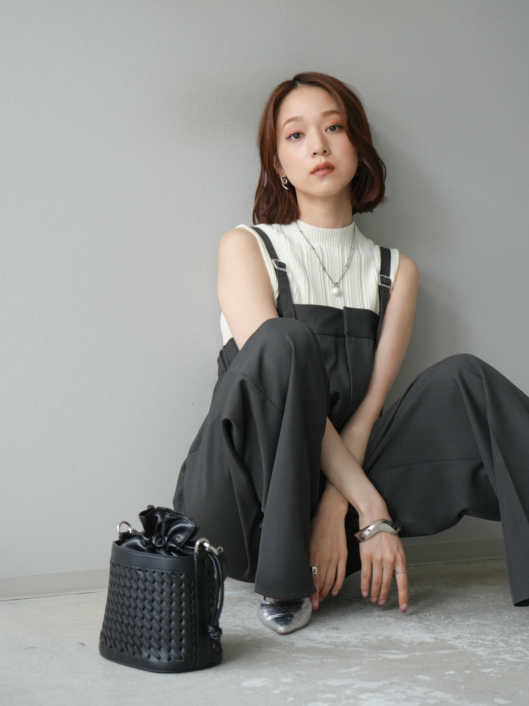 [予約]スリーブレスランダムリブニットトップス/アイボリー