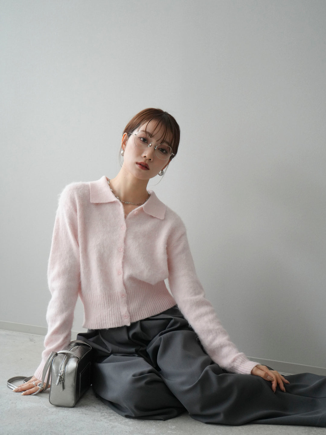 [SET]モヘア衿付きボタンプルオーバー+モヘア衿付きボタンプルオーバー(2set)