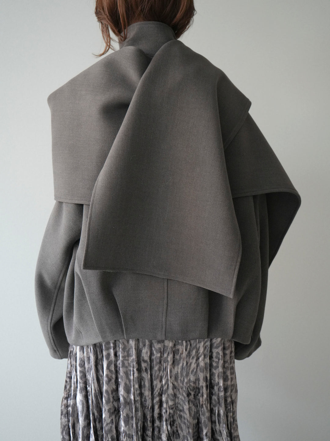 [予約]ストール付きミディアムコート/brown