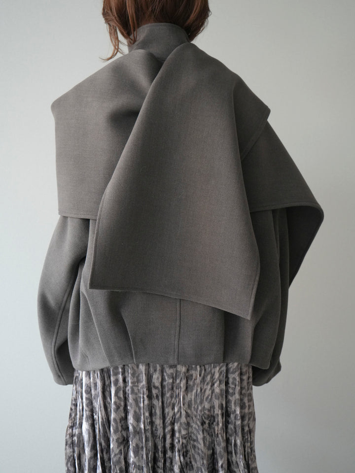 [予約]ストール付きミディアムコート/brown