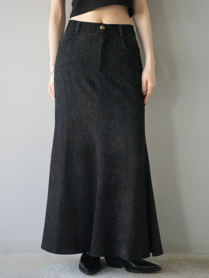 [予約]ベルベットマーメイドスカート/black