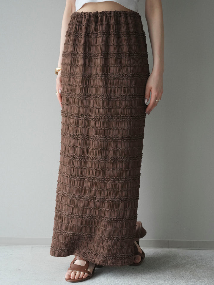 [予約]リップルIラインスカート/brown