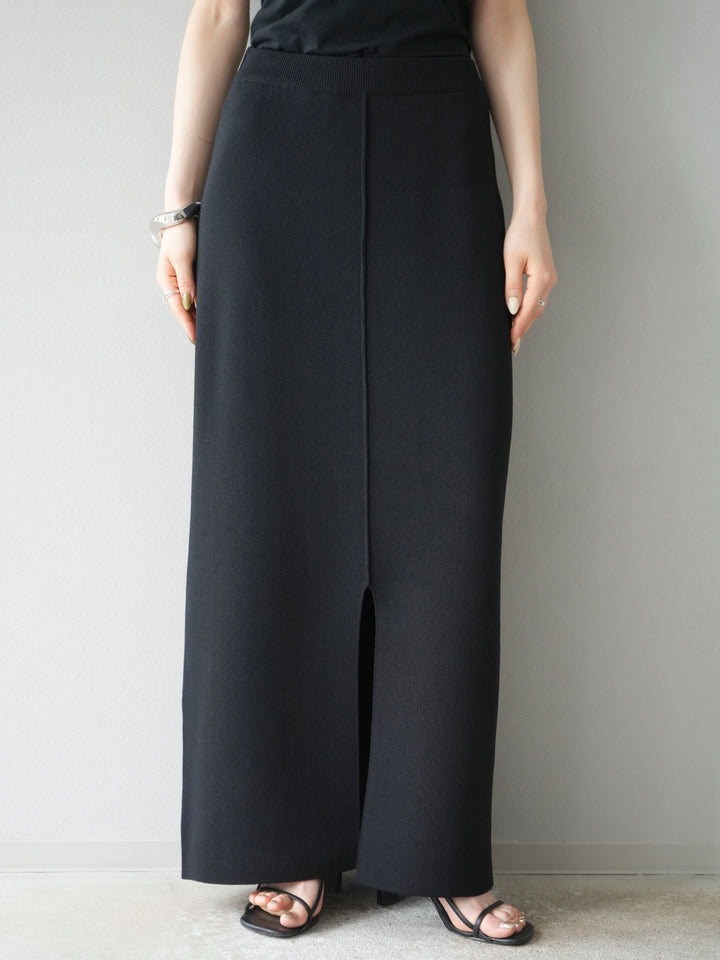 [予約]レーヨンポリIラインニットスカート/ブラック