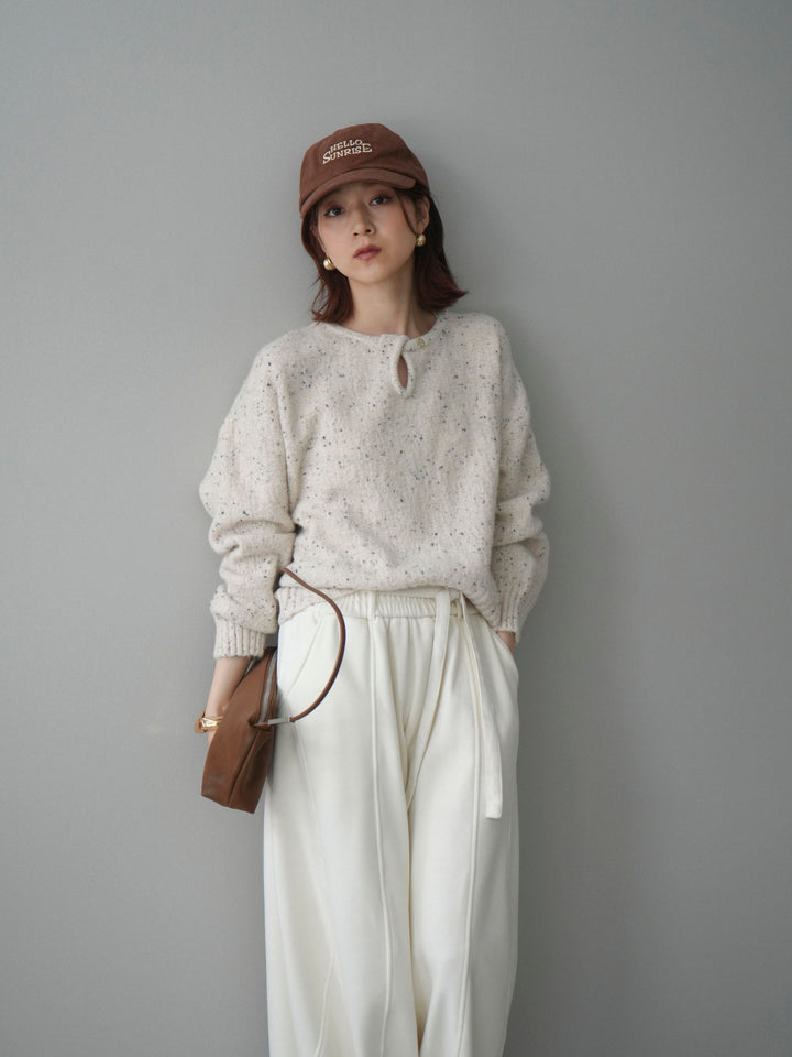 [予約]ツイストネックラメネップヤーンニットプルオーバー/ivory