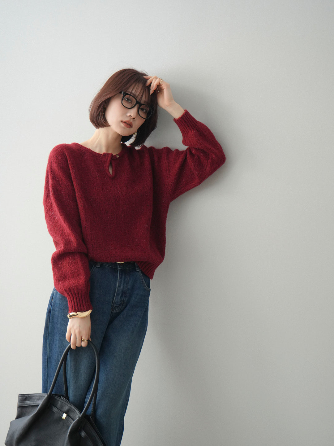 [SET]ツイストネックラメネップヤーンニットプルオーバー+ツイストネックラメネップヤーンニットプルオーバー(2set)