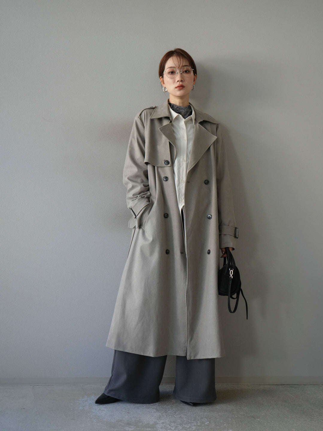 [予約]スエードトレンチコート/グレー