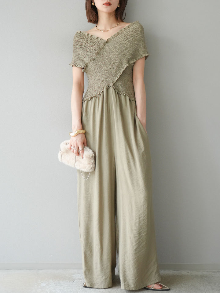 [SET]シャーリングクロスサロペット+シャーリングクロスサロペット(2set)