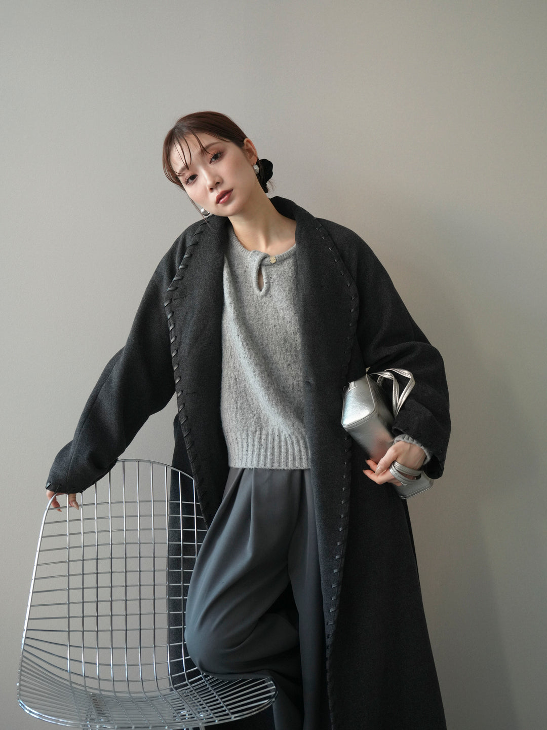 [SET]ハンドステッチ裏中綿ロングコート+ハンドステッチ裏中綿ロングコート(2set)