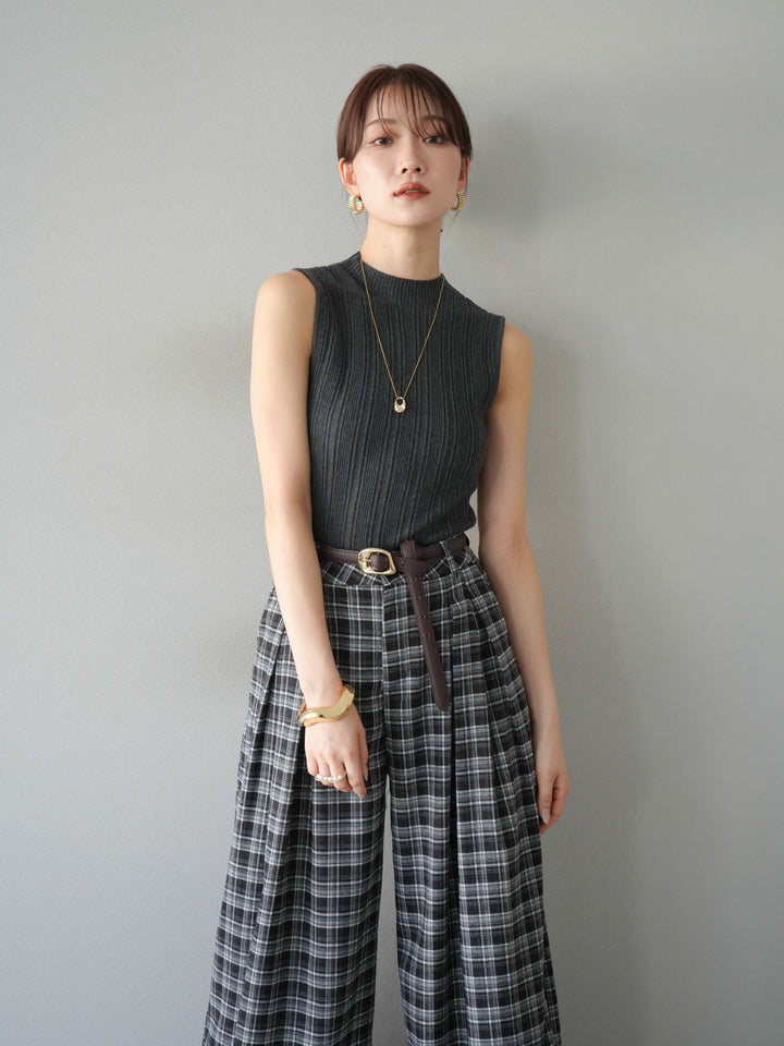 [予約]スリーブレスランダムリブニットトップス/グレー