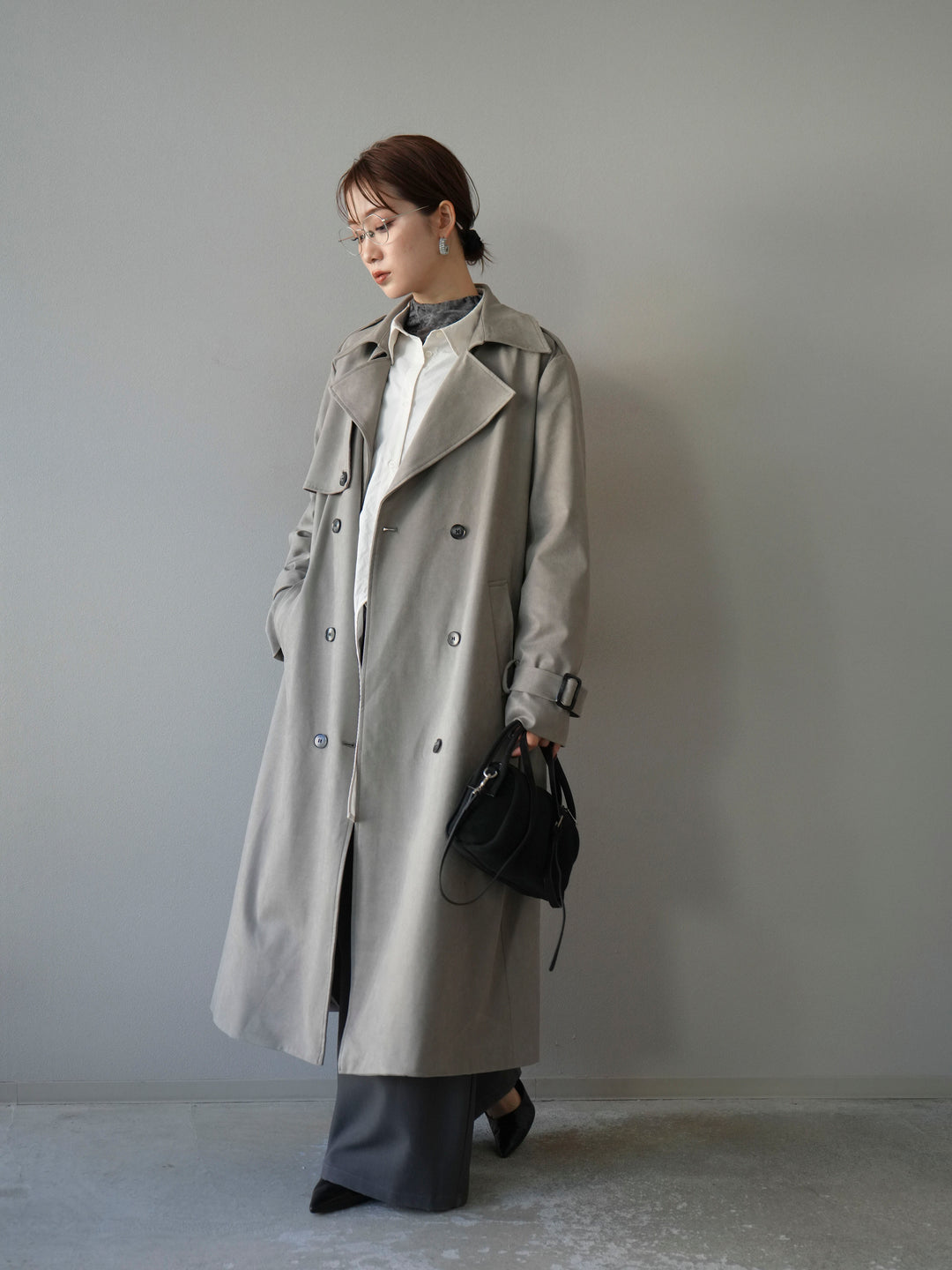 [予約]スエードトレンチコート/グレー