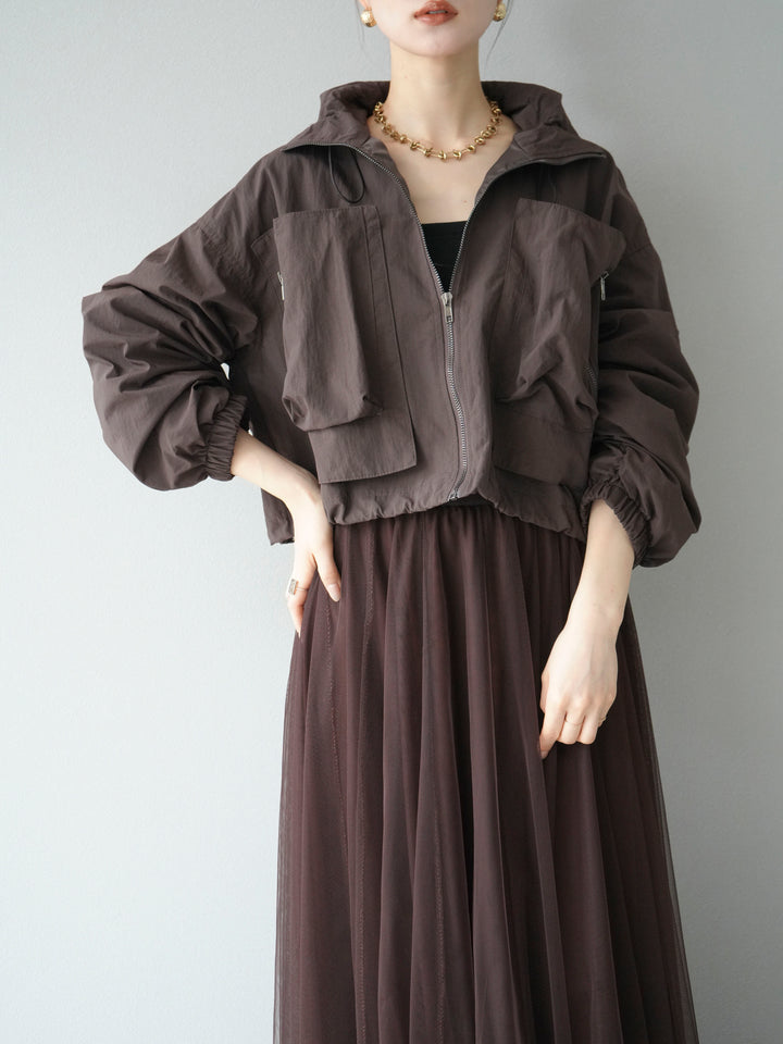 [予約]ポケットデザインショートブルゾン/ブラック