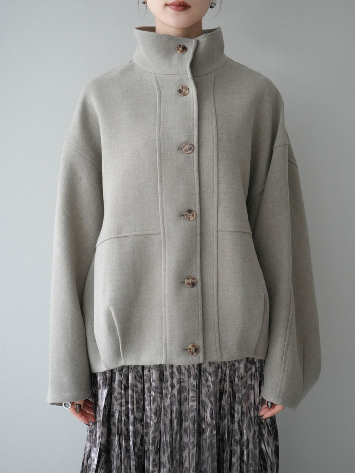 [予約]ストール付きミディアムコート/khaki