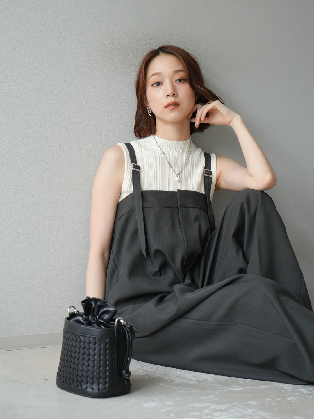 [予約]スリーブレスランダムリブニットトップス/アイボリー