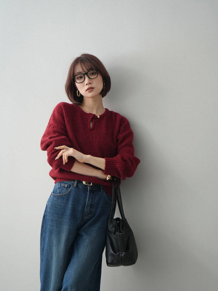 [SET]ツイストネックラメネップヤーンニットプルオーバー+ツイストネックラメネップヤーンニットプルオーバー(2set)