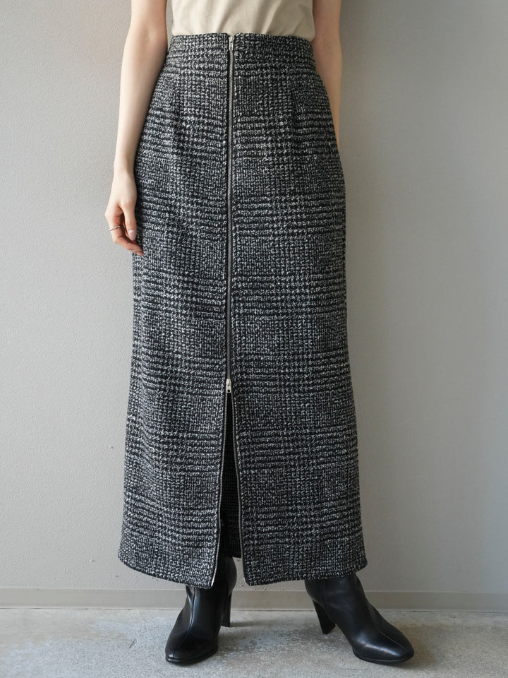 [予約]ツイードジップタイトスカート/black
