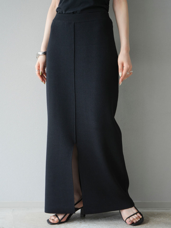 [予約]レーヨンポリIラインニットスカート/ブラック
