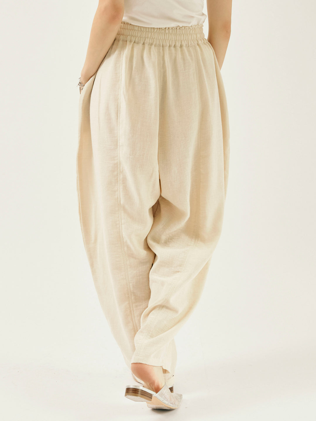 [予約]リネンライクベイカーバルーンパンツ/アイボリー