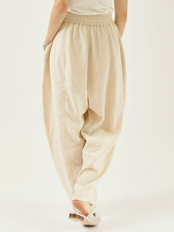 [予約]リネンライクベイカーバルーンパンツ/アイボリー