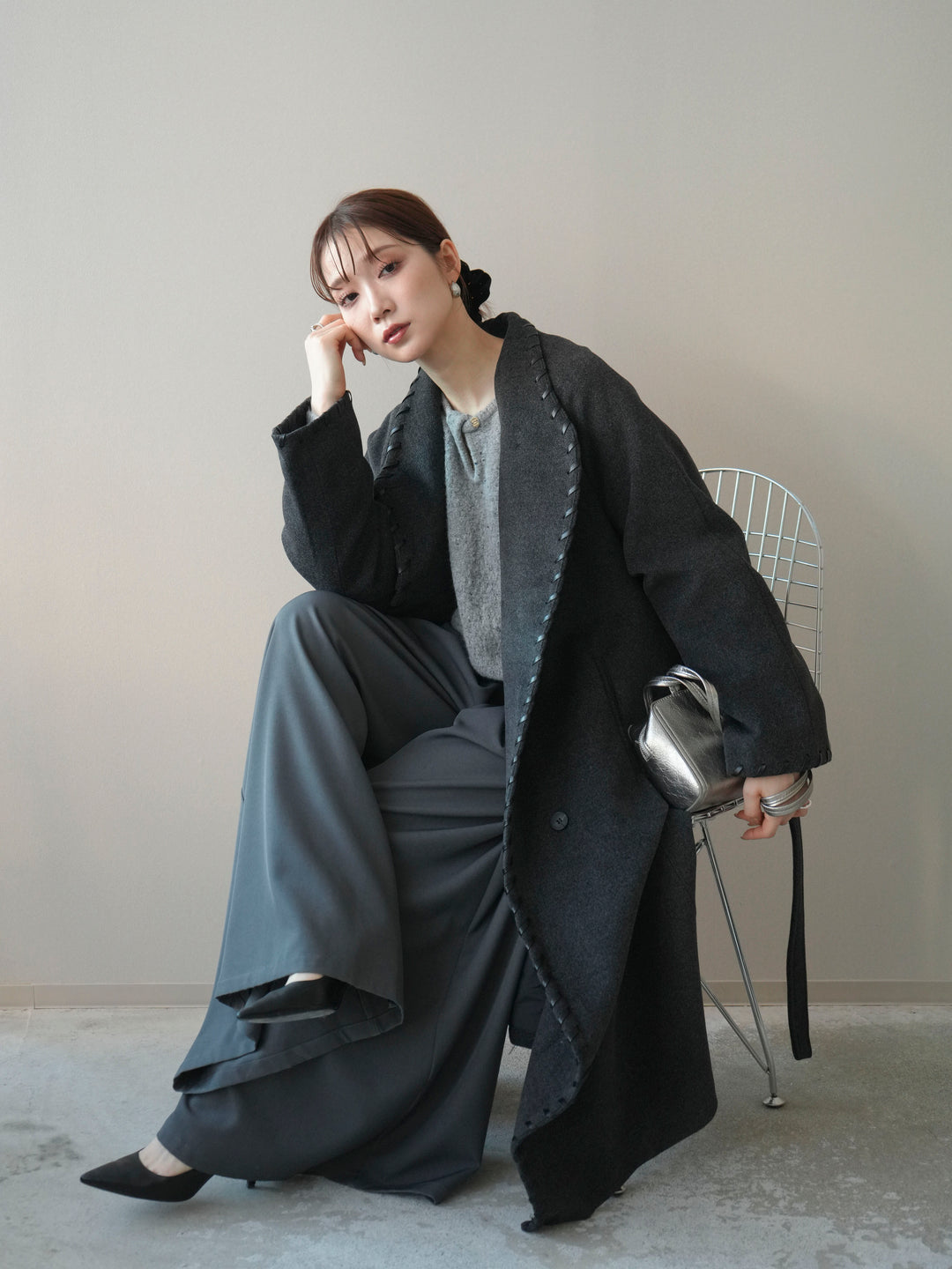 [SET]ハンドステッチ裏中綿ロングコート+ハンドステッチ裏中綿ロングコート(2set)