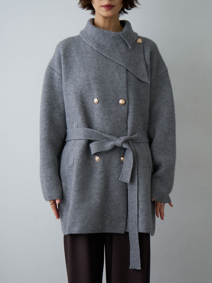 [予約]ゴールドボタンミディアムニットコート/gray