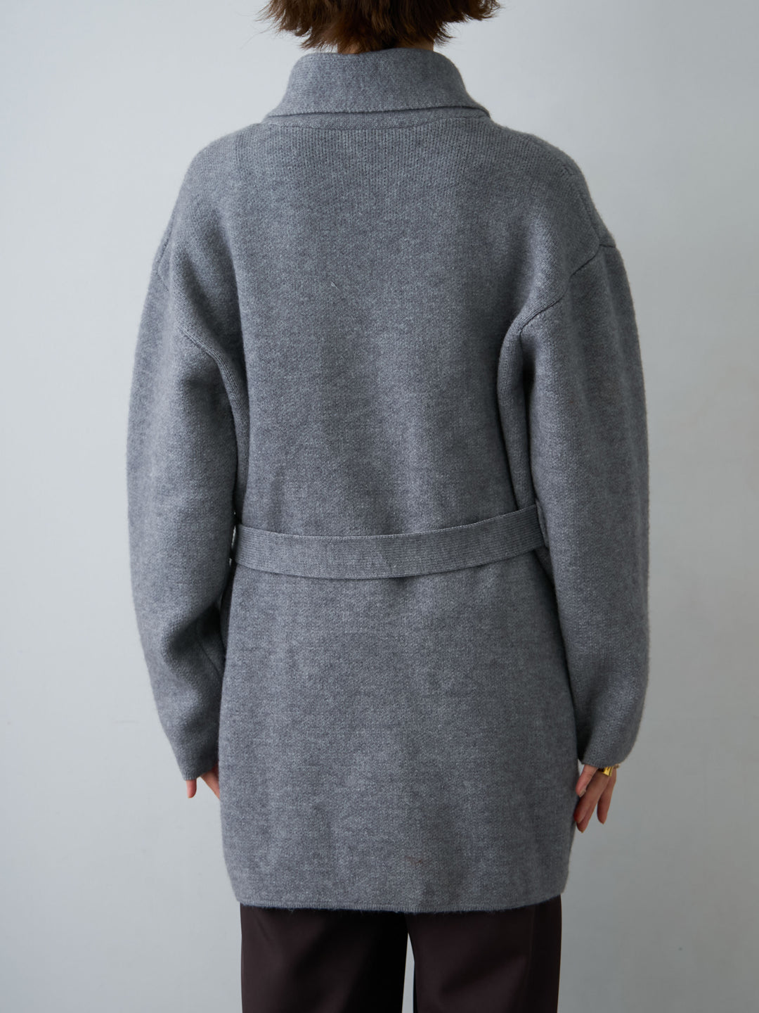 [予約]ゴールドボタンミディアムニットコート/gray