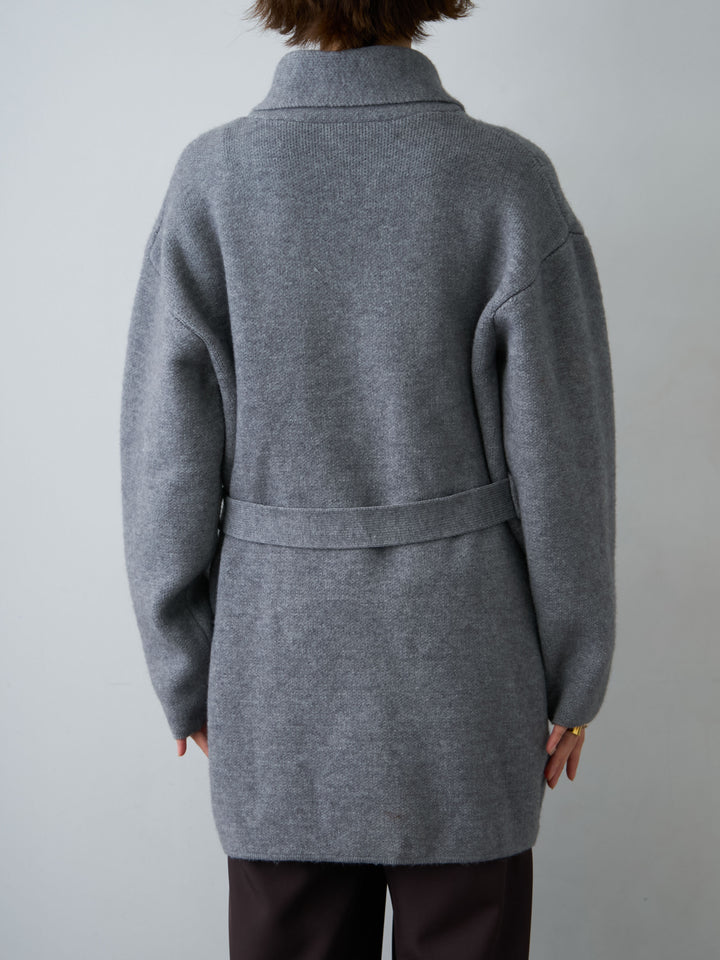 [予約]ゴールドボタンミディアムニットコート/gray