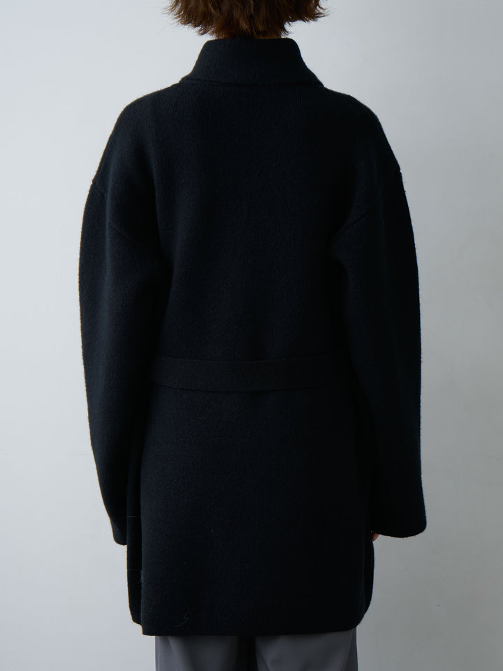[予約]ゴールドボタンミディアムニットコート/black