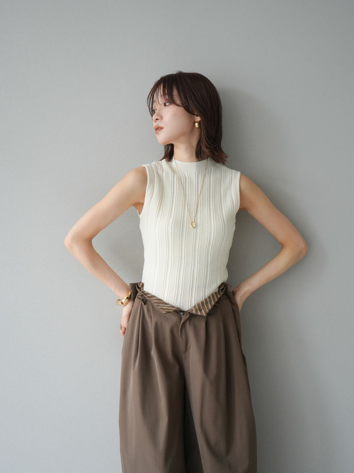 [予約]スリーブレスランダムリブニットトップス/アイボリー