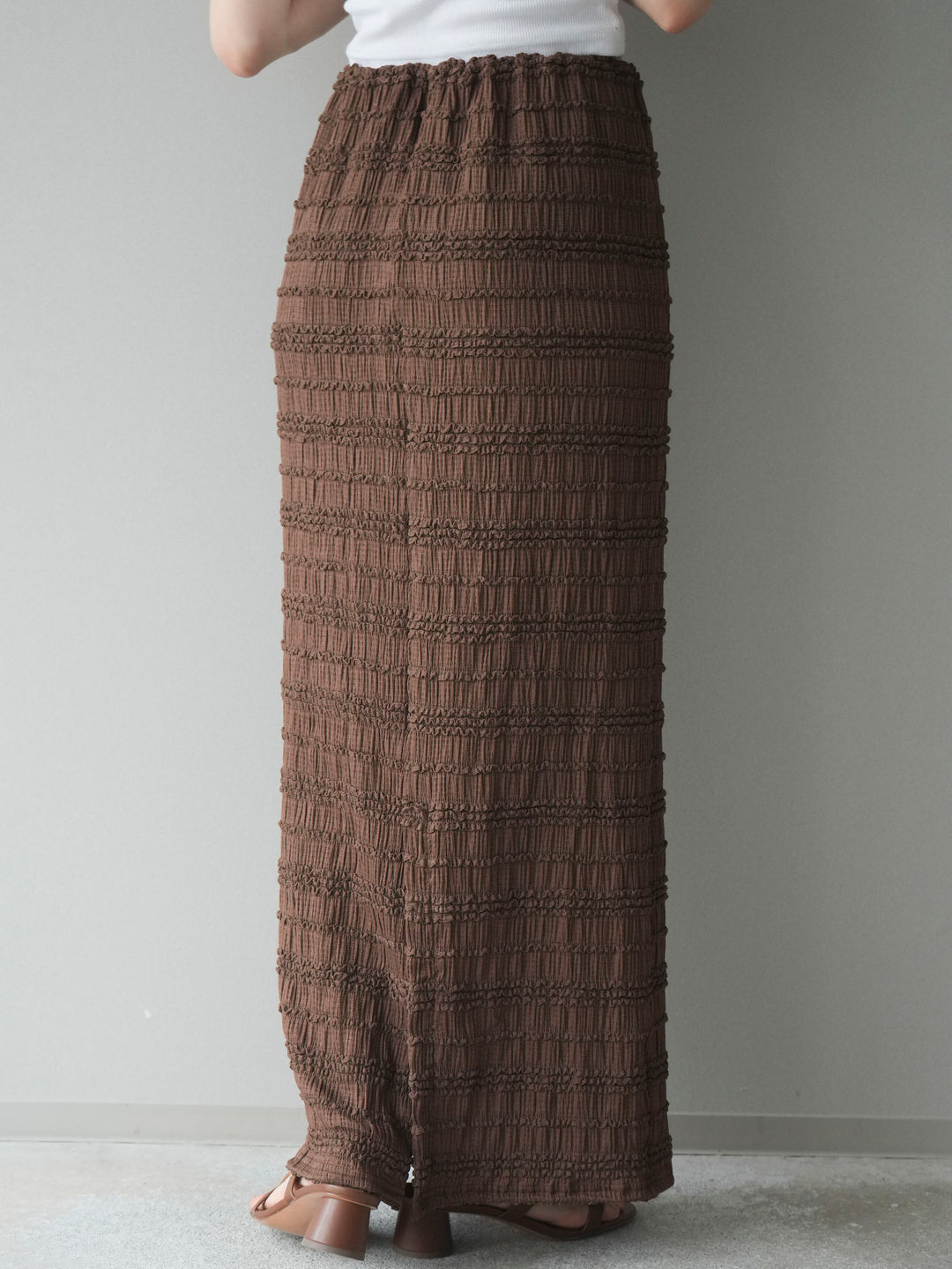 [予約]リップルIラインスカート/brown