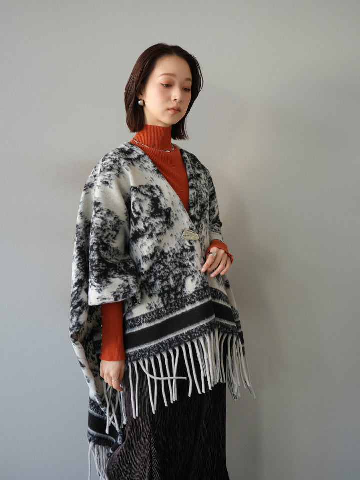 [SET]アブストラクト柄ストールポンチョ+選べるアクセセット(2set)