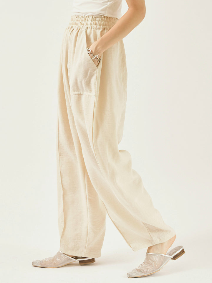 [予約]リネンライクベイカーバルーンパンツ/アイボリー