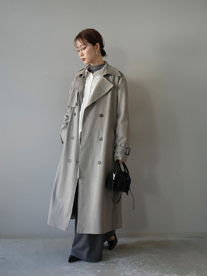 [予約]スエードトレンチコート/グレー
