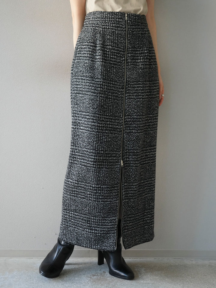 [予約]ツイードジップタイトスカート/black